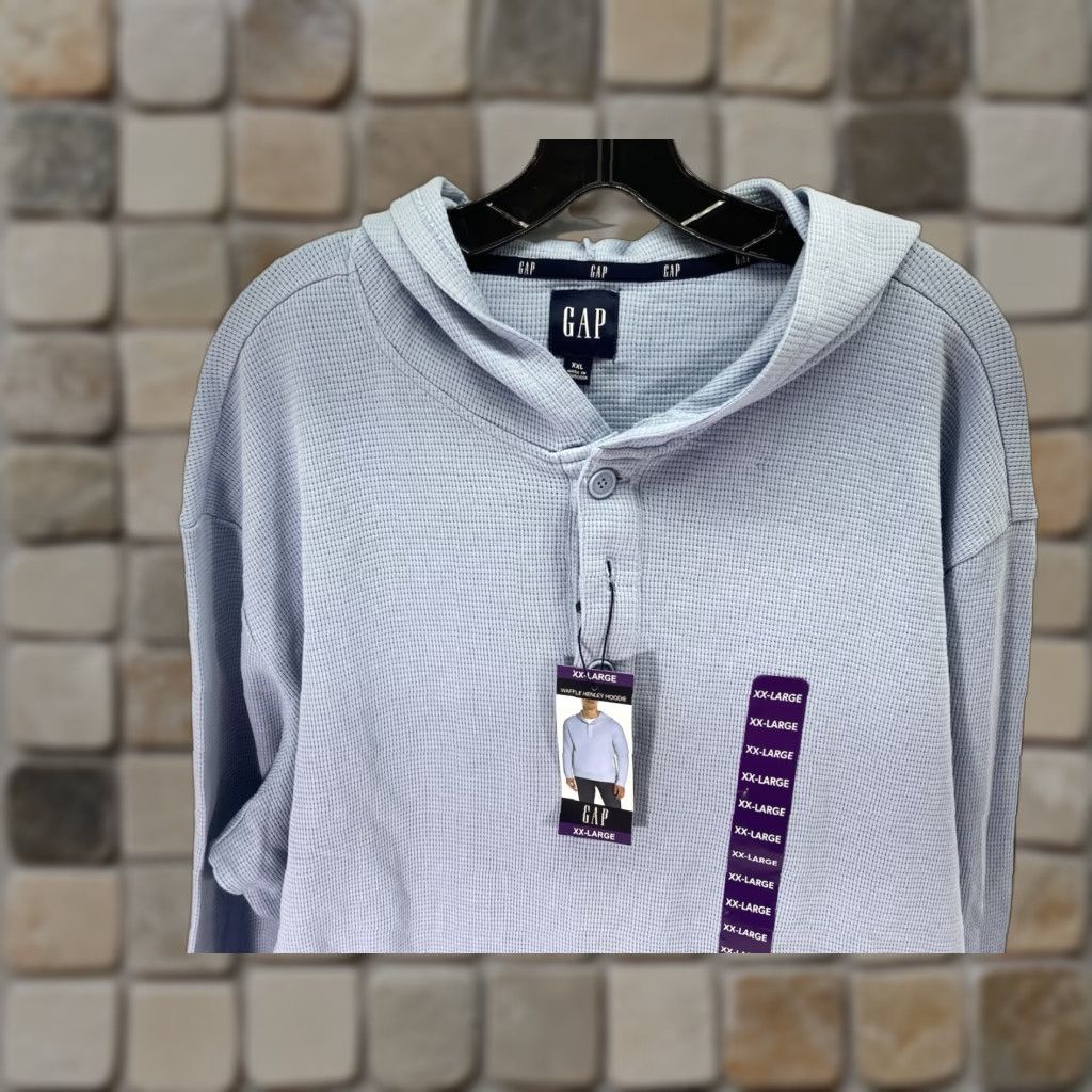 Gap VINTAGE Gap Waffle Henley Hoodie Shirt Men 2XL Blue Long Sleeve Pullover Casual NWT Size US XXL / EU 58 / 5 - 1 Thumbnail