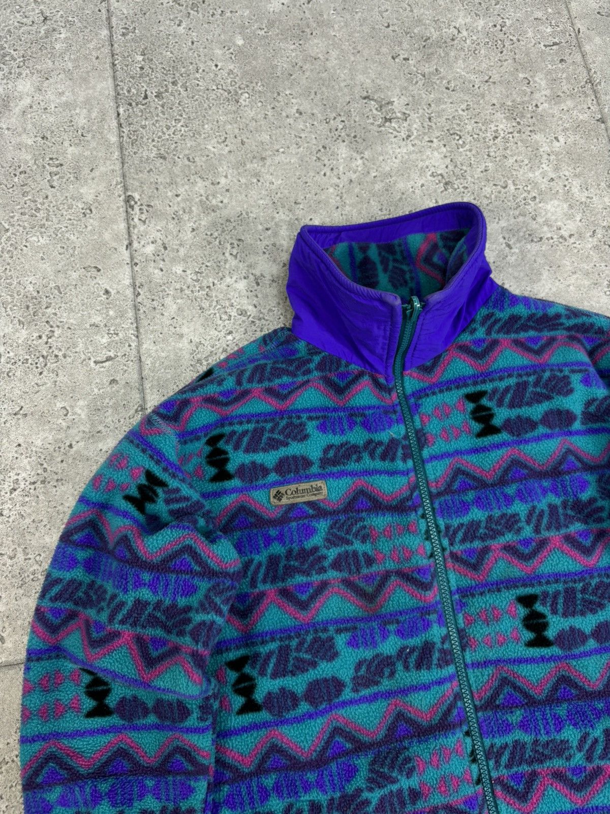 Columbia × Vintage Crazy Archive 90s Columbia Aztec Synchilla Zip Fleece Y2K Size US S / EU 44-46 / 1 - 8 Thumbnail