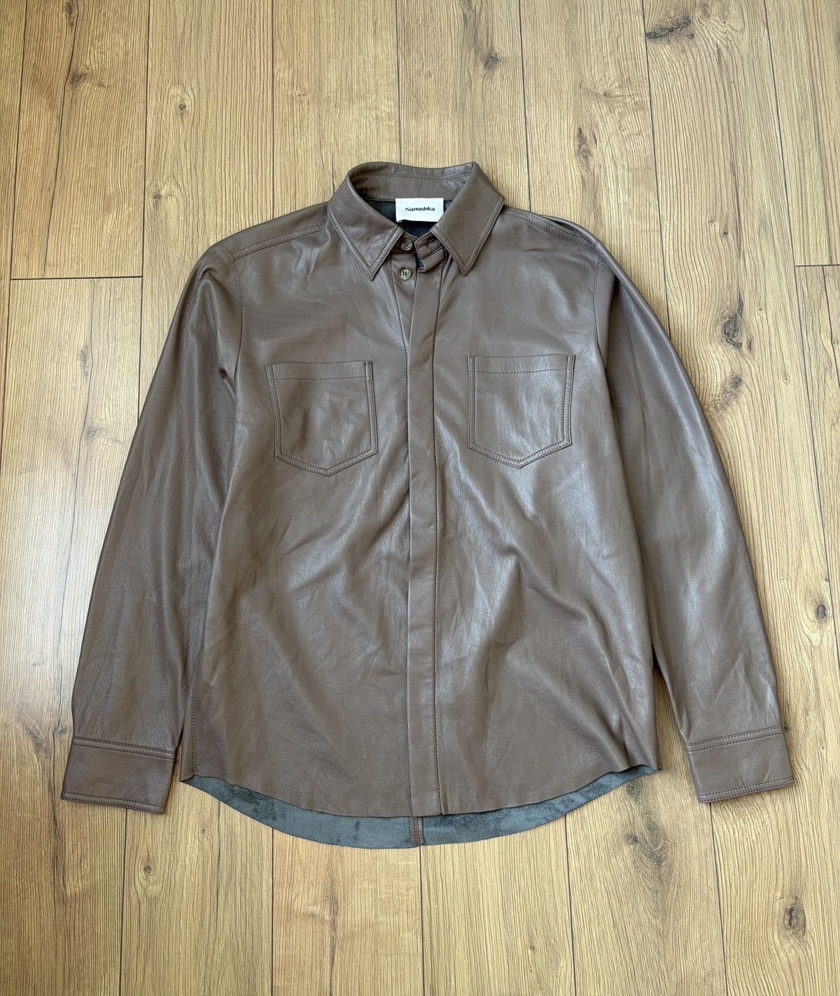 Nanushka NANUSHKA Faux Leather Coffee Brown Shirt Size US S / EU 44-46 / 1 - 2 Thumbnail
