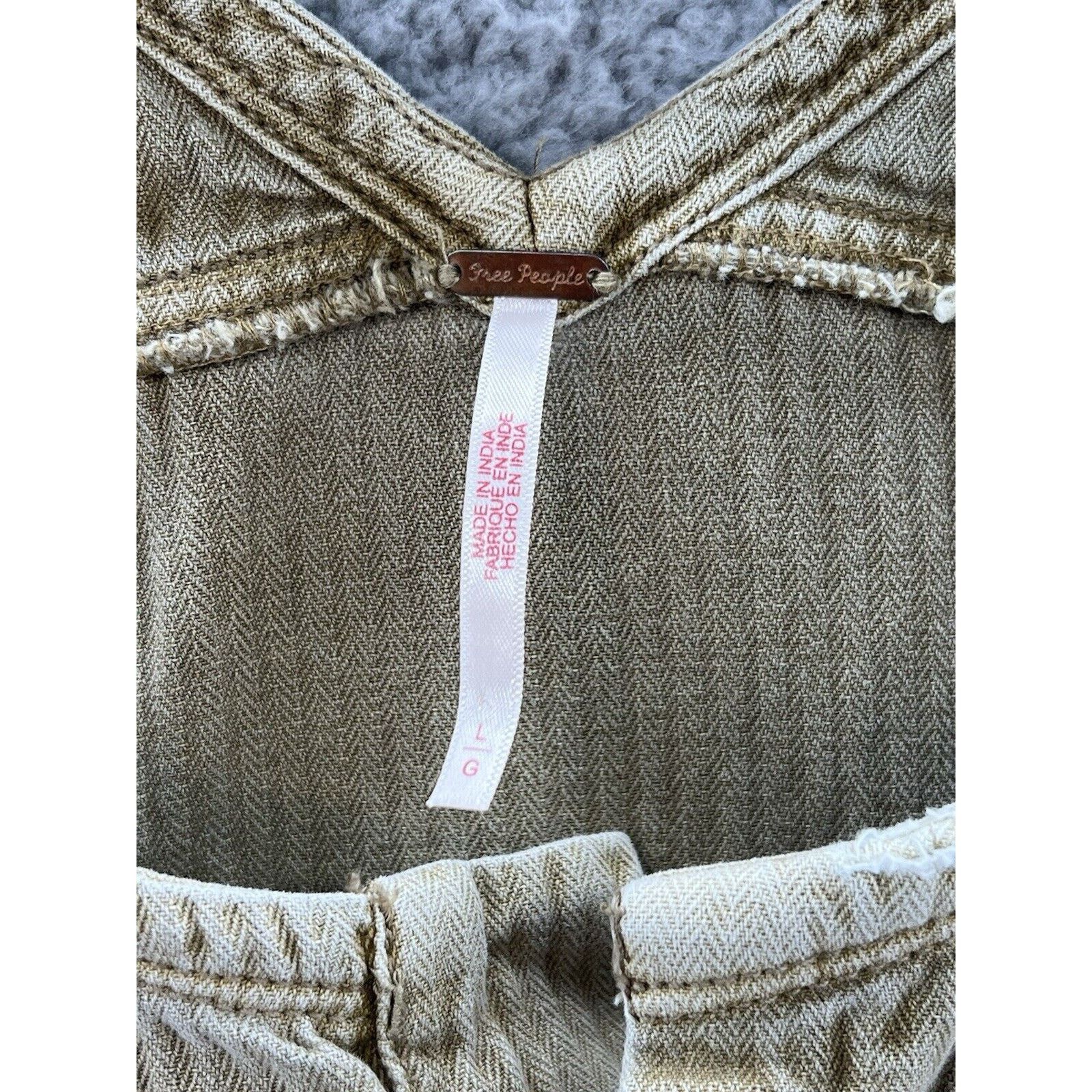 Free People FREE PEOPLE Sutton Coverall TAUPE Twill-Herringbone Pattern Size 26" / US 2 / IT 38 - 4 Thumbnail