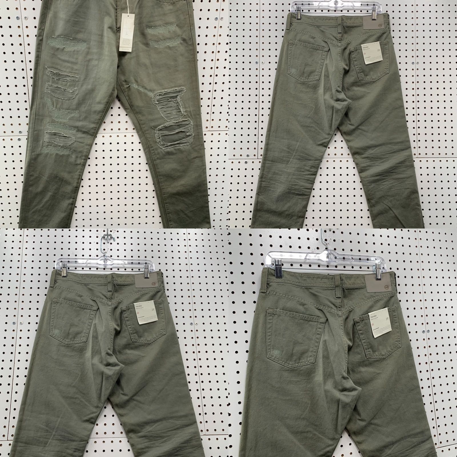 Denime AG Adriano Goldschmied Jeans Green Distressed 30x28.5 Denim Slim Mens Jeans Size US 29 - 9 Thumbnail