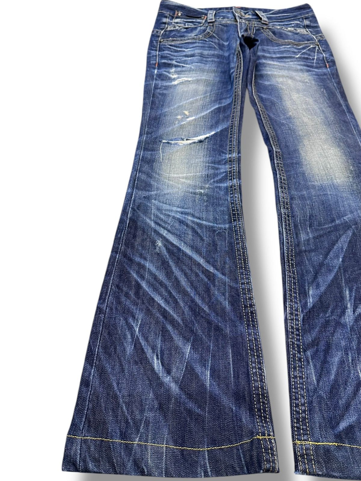 Japanese Brand Vintage Lolita Flare Bootcut Clawmark Whiskers Denim Size US 29 - 3 Thumbnail