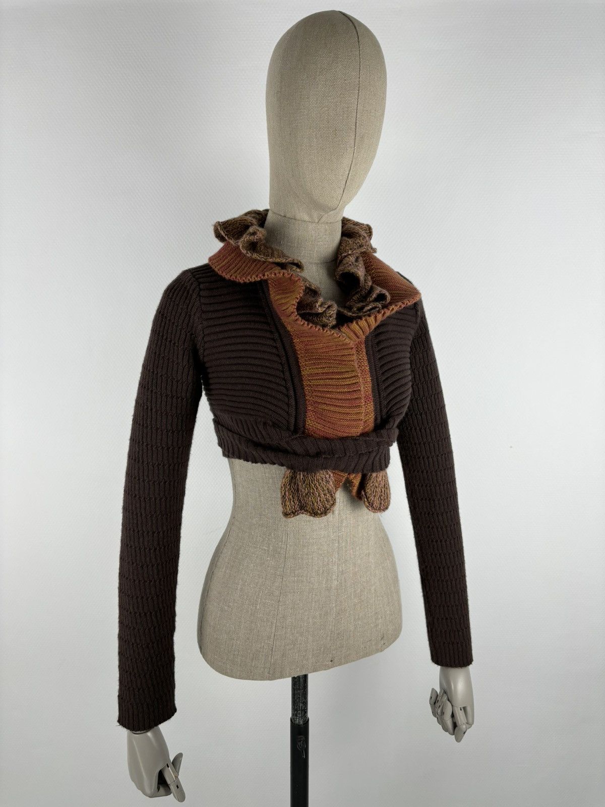 Cop Copine SAVE THE QUEEN Wool Knit Shawl Cardigan Crop Bolero Sweater Size XL / US 12-14 / IT 48-50 - 8 Thumbnail