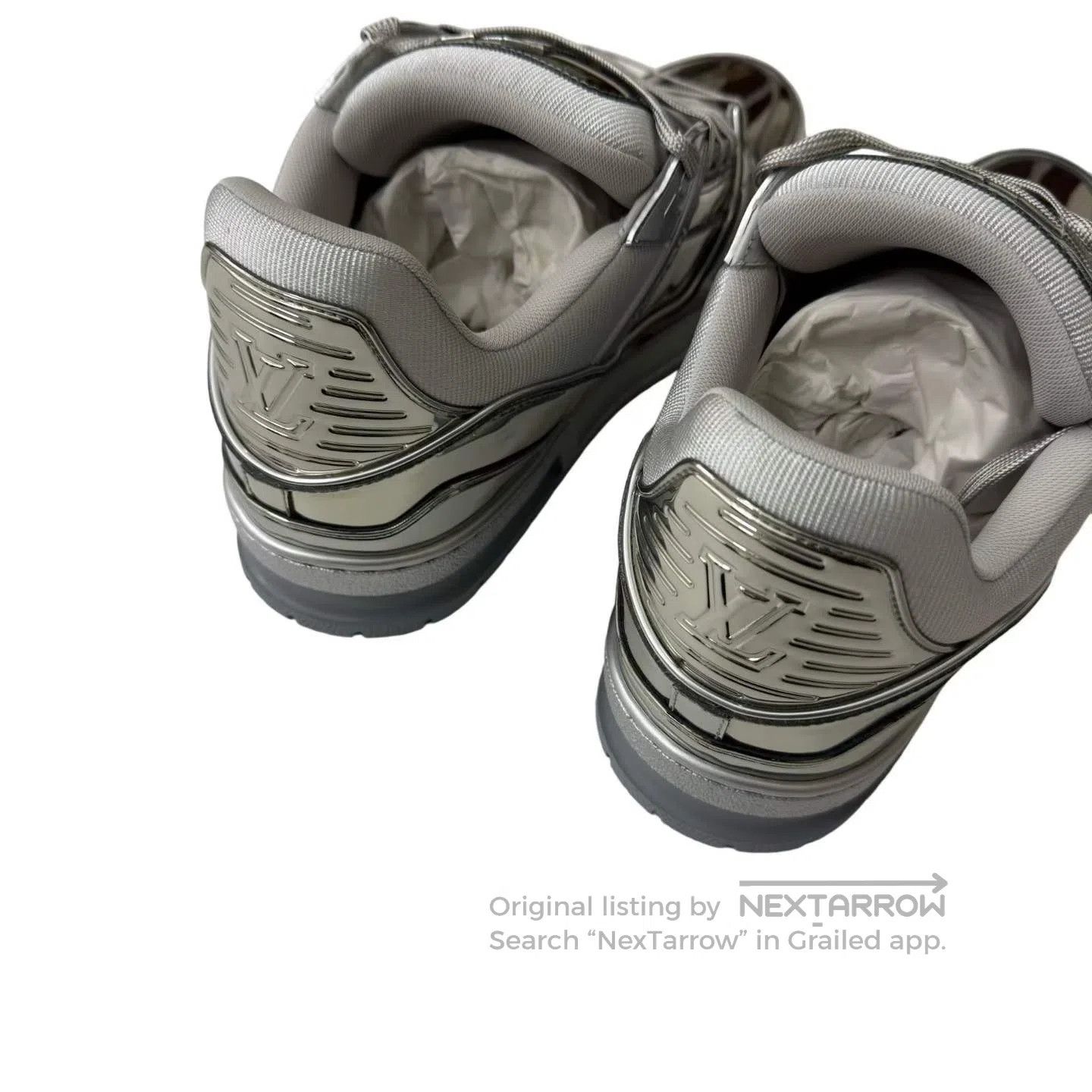 Louis Vuitton Louis Vuitton liquid metallic silver sneakers| Size US 9.5 / EU 42-43 - 5 Thumbnail
