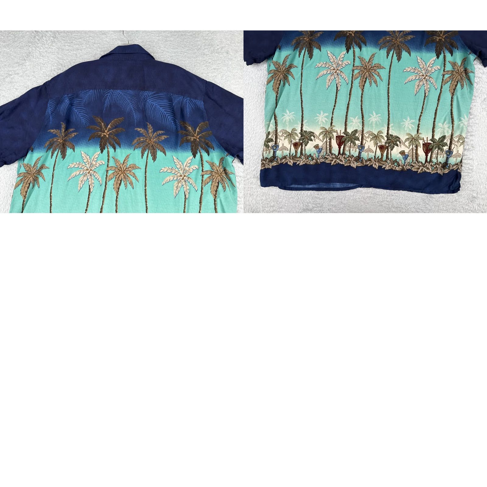 Croft & Barrow Croft & Barrow Shirt Men 2XL Blue Palm Cocktails Button Up Rayon Hawaiian Size US XXL / EU 58 / 5 - 9 Thumbnail