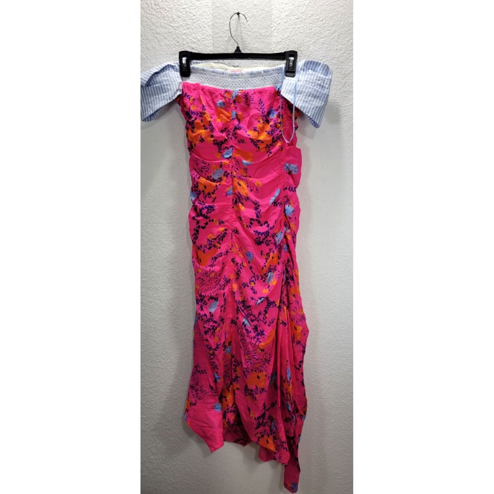 Tanya Taylor Tanya Taylor Dress Pink Falling Floral Virginia Off Shoulder Ruched Womens Sz 0 Size XS / US 0-2 / IT 36-38 - 3 Thumbnail