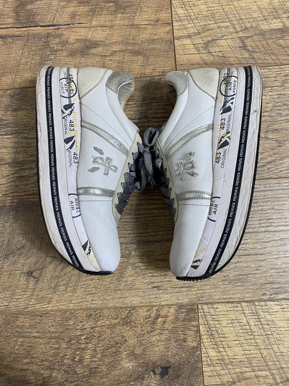 Premiata Premiata Beth Platform Sneakers White Silver Leather EU 39 Size US 9 / IT 39 - 3 Thumbnail