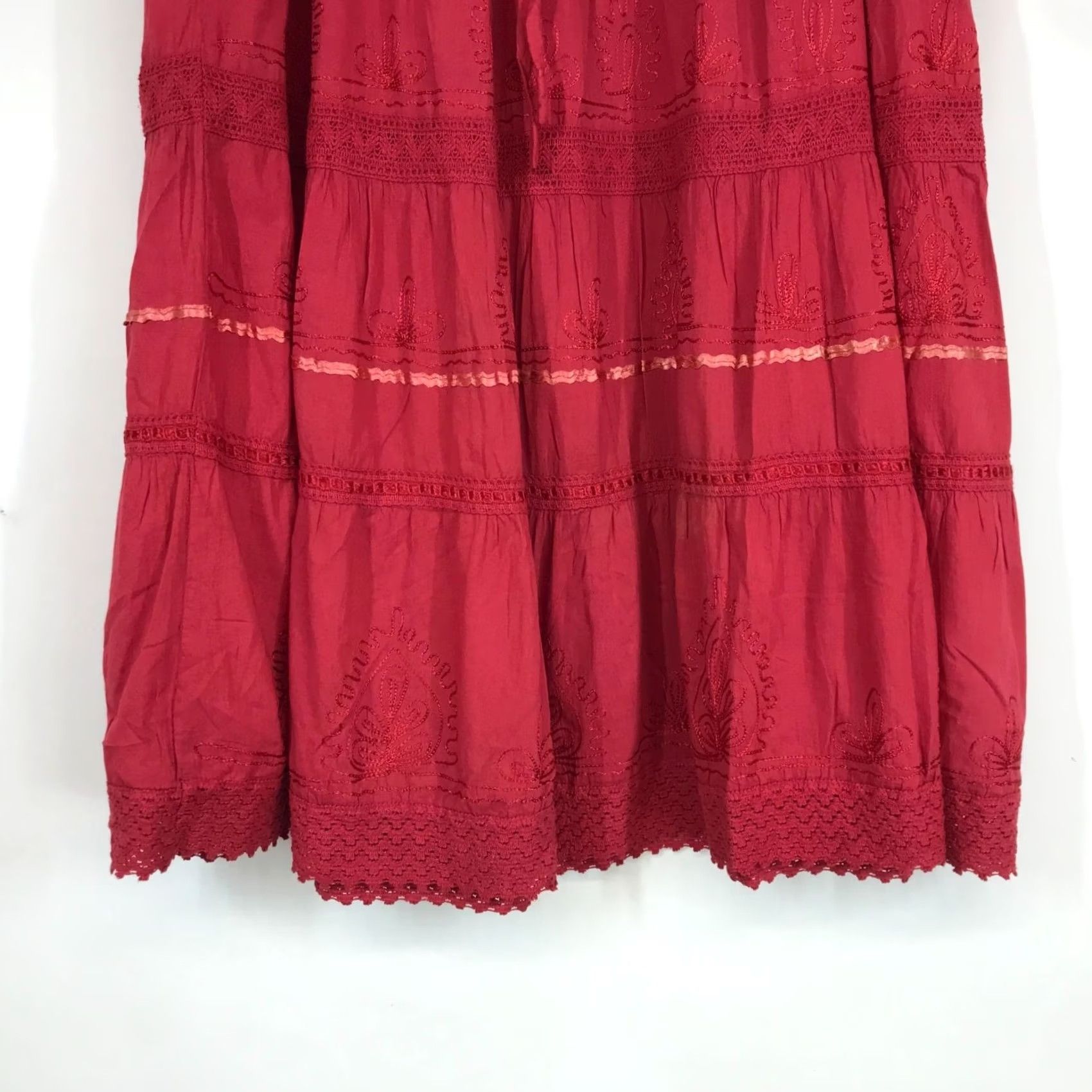 Vintage Sakkas Women's M Skirt Flare Fuchsia Elastic Waist Cotton Boho Long 32in Size 32" / US 10 / IT 46 - 3 Thumbnail