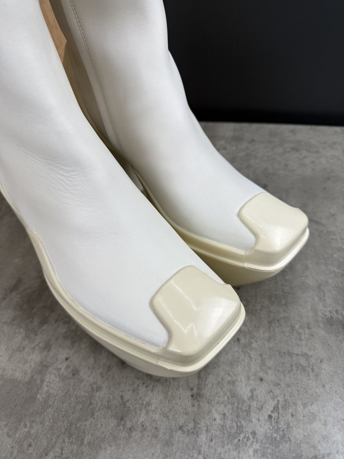 Peter Do at.kollektive x Peter Do Leather Platform Ankle Boots White Size US 10 / IT 40 - 2 Thumbnail