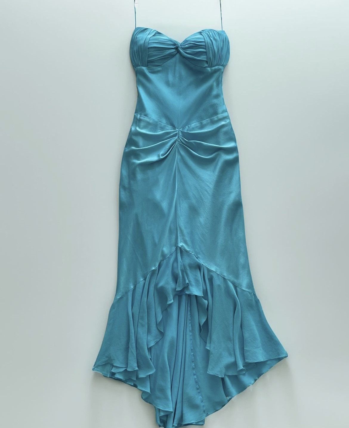 Vintage 100% Silk Turquoise Dress / Gown Size S / US 4 / IT 40 - 1 Thumbnail