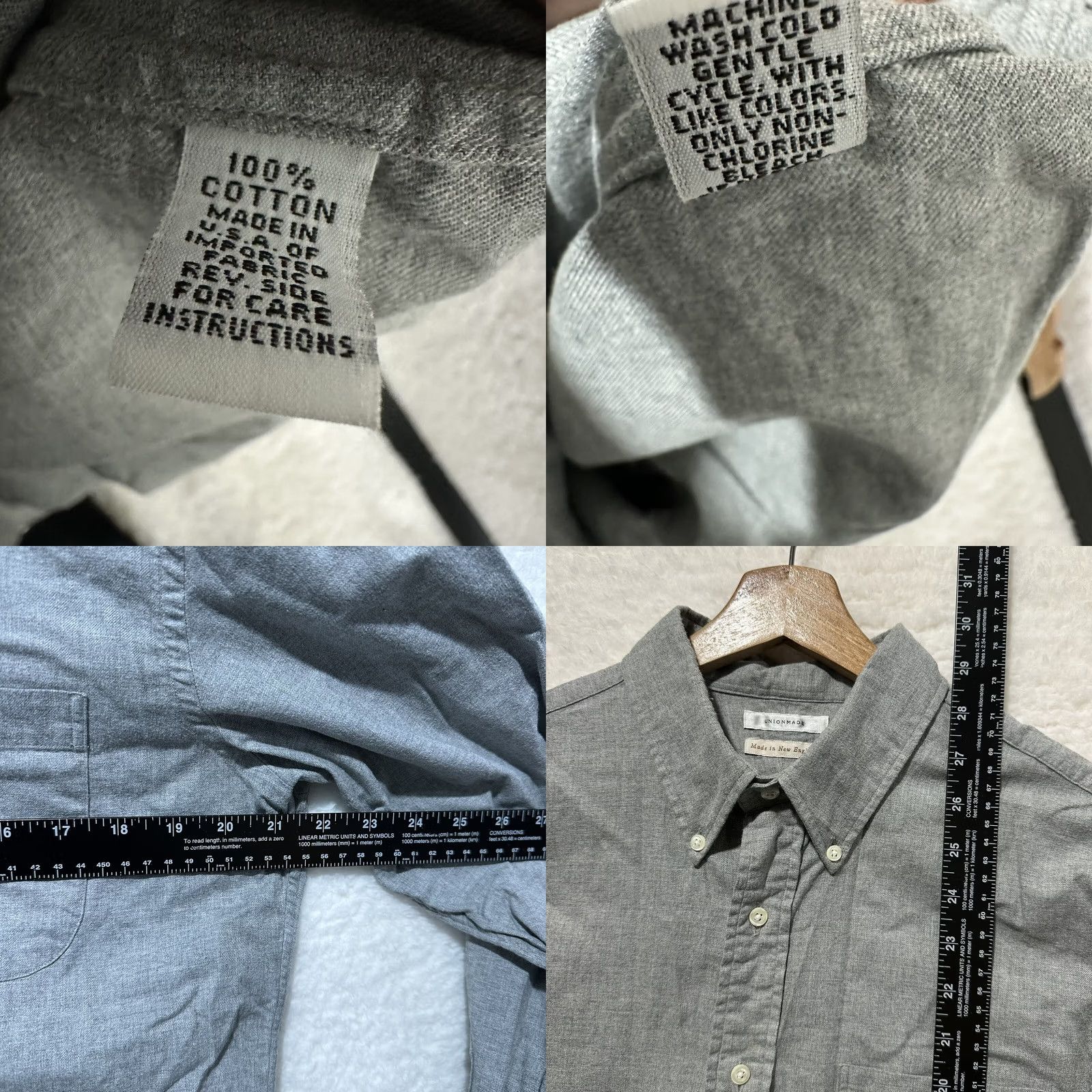 Vintage VINTAGE UNIONMADE Men’s Gray Pinpoint Oxford Long Sleeve Shirt 100% Cotton Sz L USA Made Size US L / EU 52-54 / 3 - 8 Thumbnail