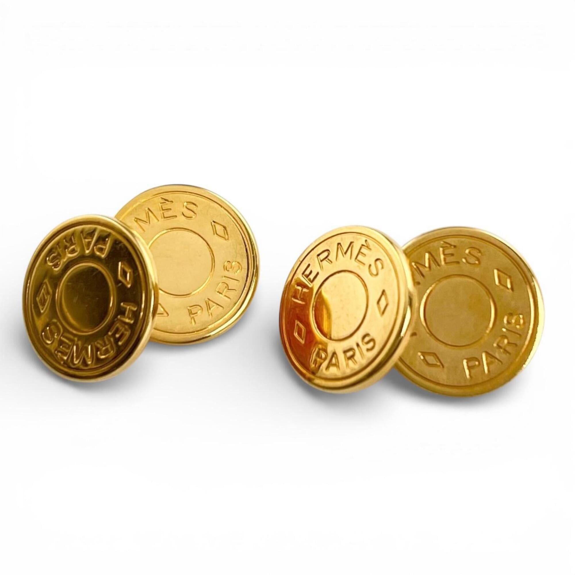 Hermes HERMES Bijou Terry Fantaisie Sellier Round Shape Cufflinks Gold Men's Size ONE SIZE - 1 Thumbnail