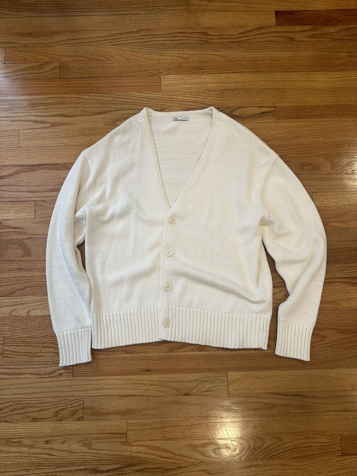 Zara Zara Cream Knit Cardigan Size US L / EU 52-54 / 3 - 1 Thumbnail