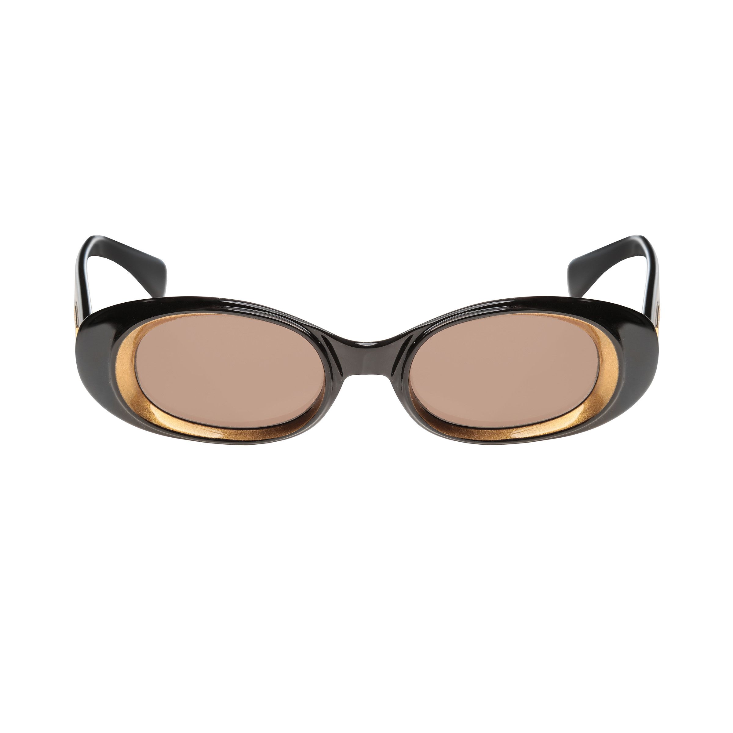 Gianfranco Ferre Gianfranco Ferre 90's Black & Gold Oval Plastic Sunglasses Size ONE SIZE - 2 Thumbnail