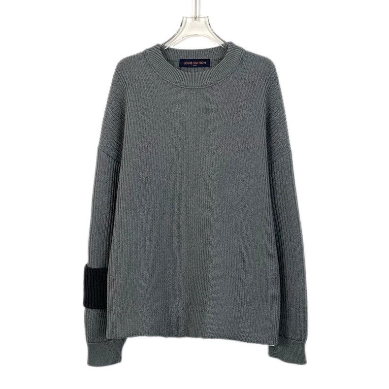 Louis Vuitton Louis Vuitton Grey monogrammed intarsia wool crewneck long Size US L / EU 52-54 / 3 - 1 Thumbnail