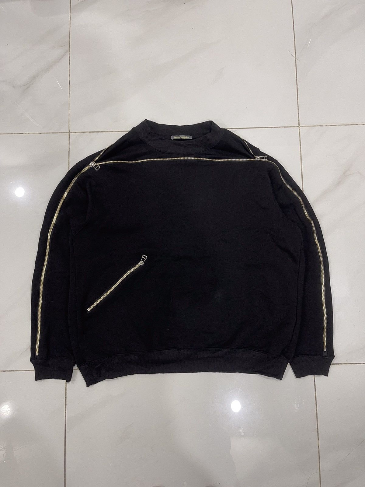 image of Issey Miyake 1987 Sweater Black Staff Backzip, Men's (Size Small)