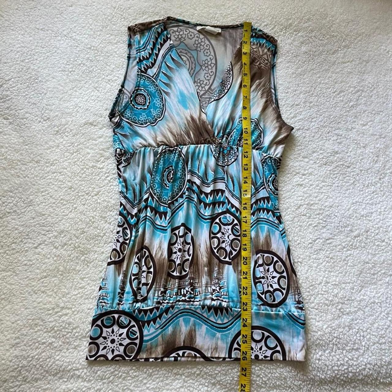 Vintage Y2K Sirens blue & brown printed sleeveless top Size S / US 4 / IT 40 - 6 Thumbnail