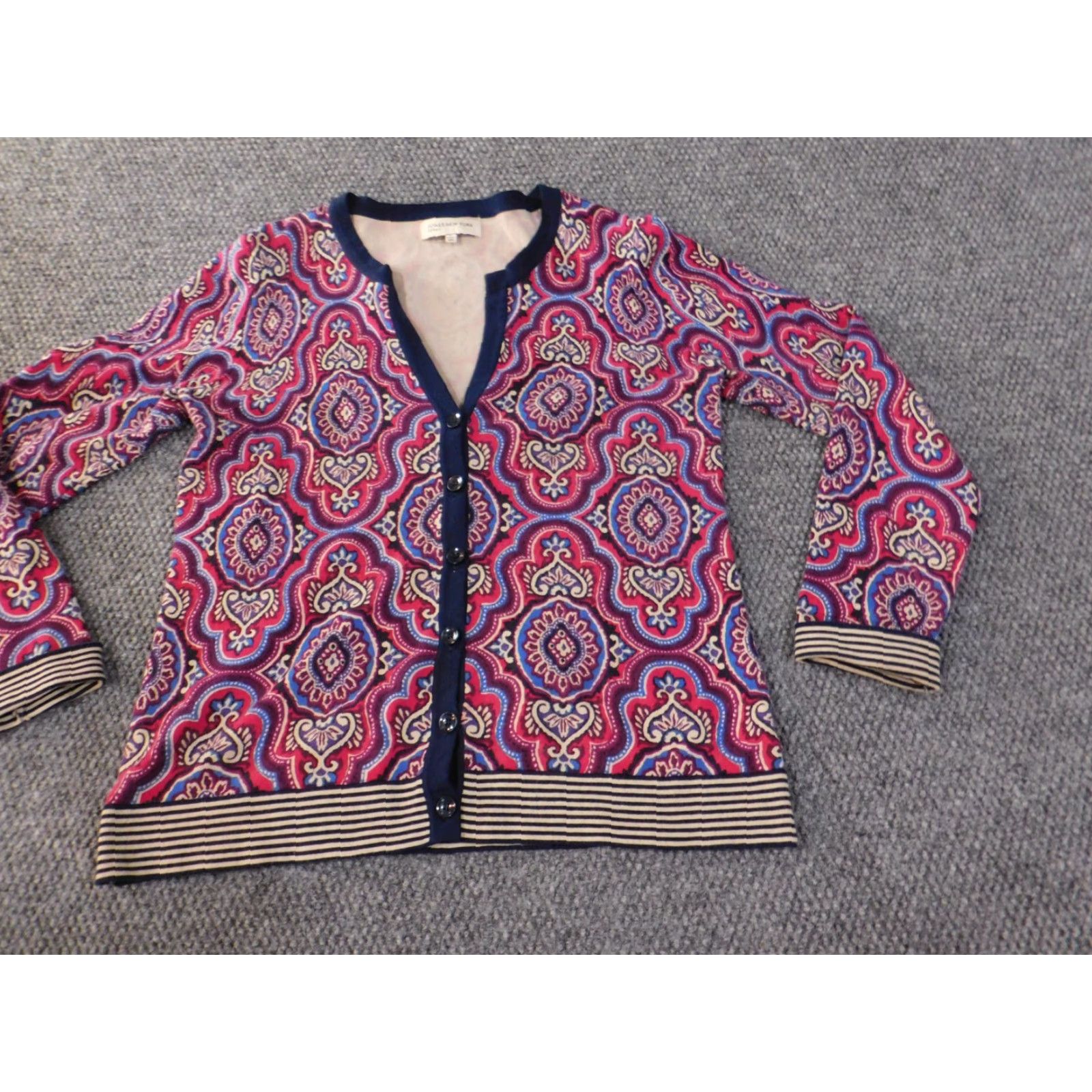 Jones New York Jones New York Sweater Cardigan Womens Large Purple Cotton Nylon Knit Open-Knit Round Neck Long Sleeve Logo Sports Vintage No Size L / US 10 / IT 46 - 3 Thumbnail