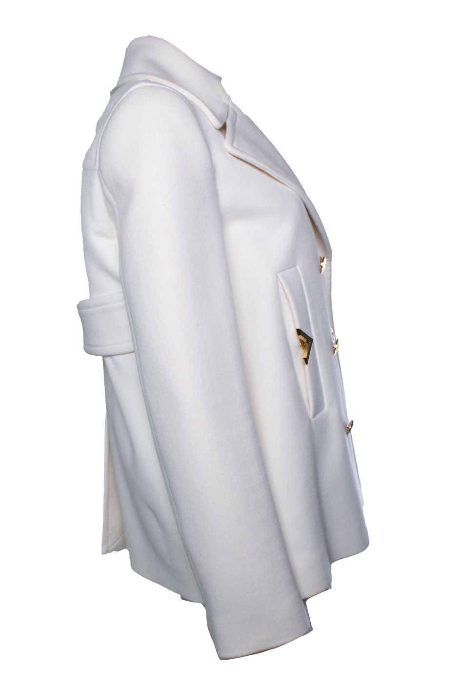 Valentino Valentino, V logo wool and cashmere coat in white Size M / US 6-8 / IT 42-44 - 2 Thumbnail