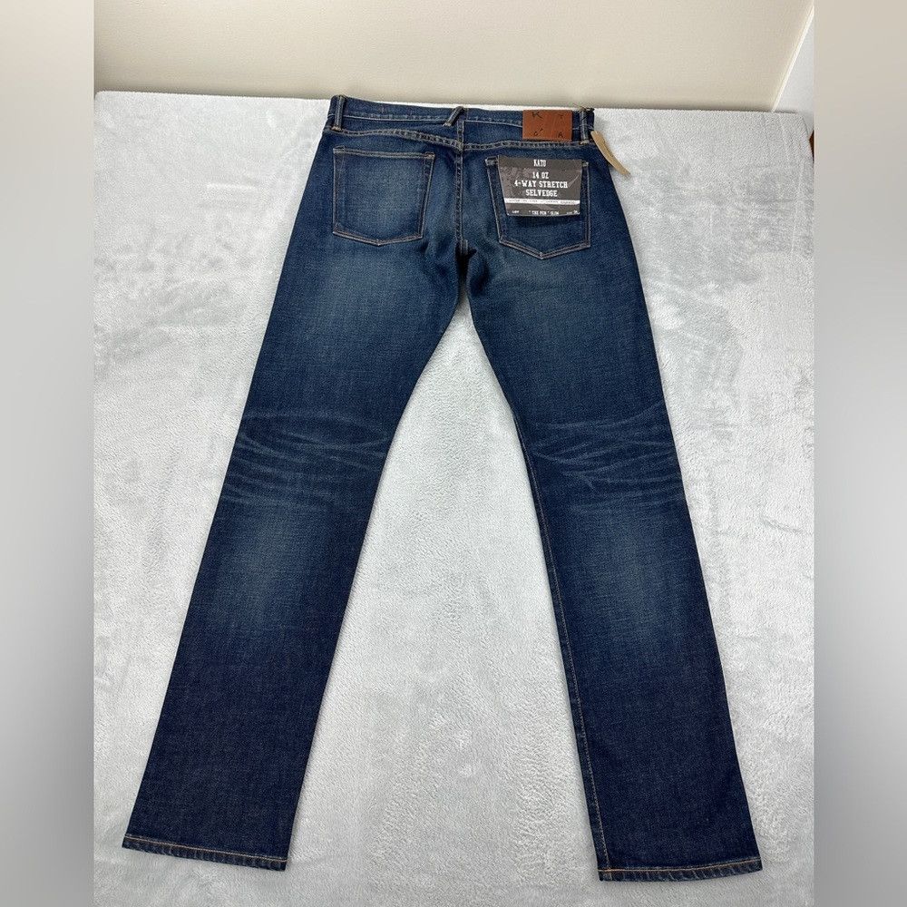 KATO Kato NWT 14 oz 4 way stretch selvedge "the pen" slim men's Size US 34 / EU 50 - 3 Thumbnail