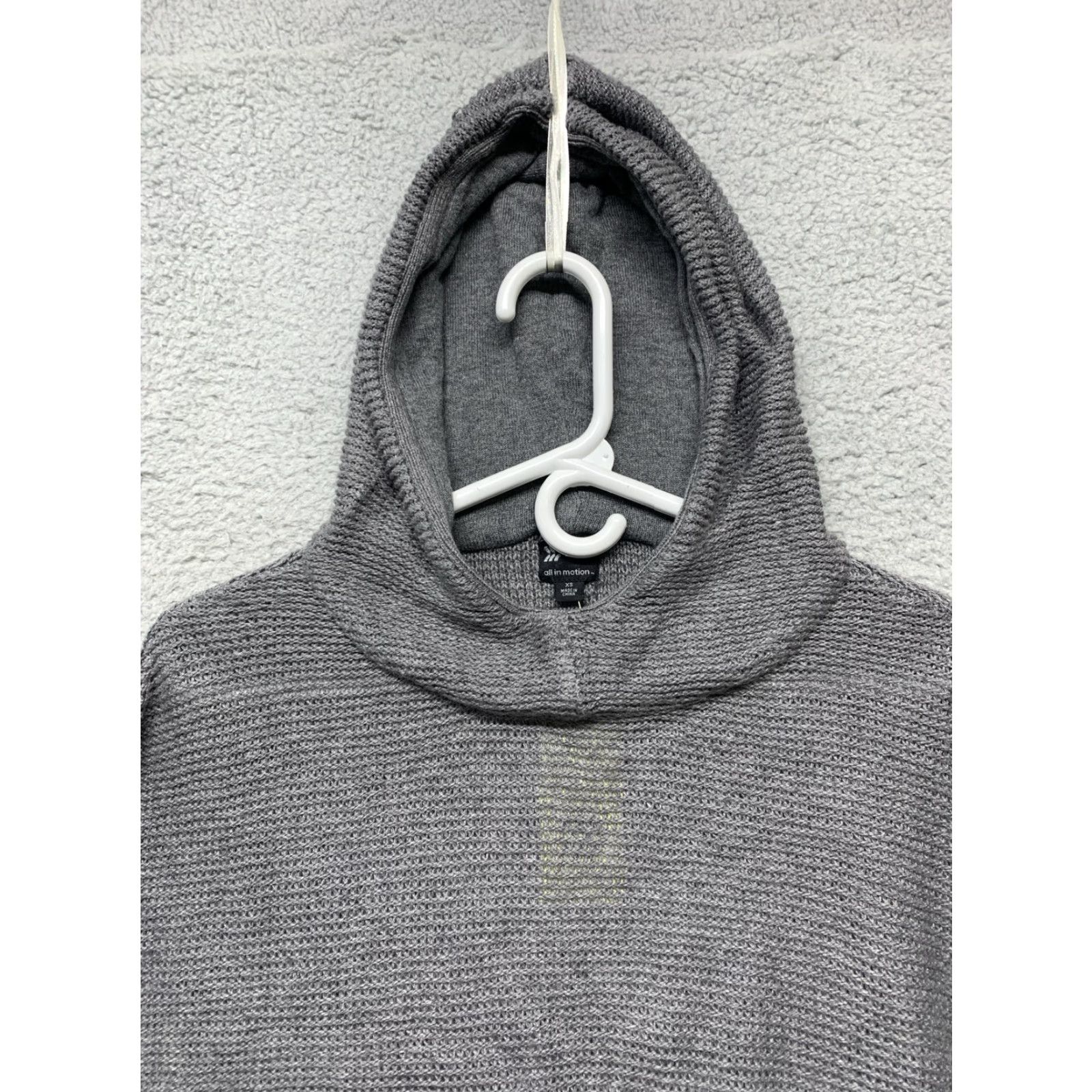Vintage All In Motion Women's XS Hooded Pullover Sweater Cropped Gray 3” Side Slits Hooded Pullover Size XS / US 0-2 / IT 36-38 - 2 Thumbnail