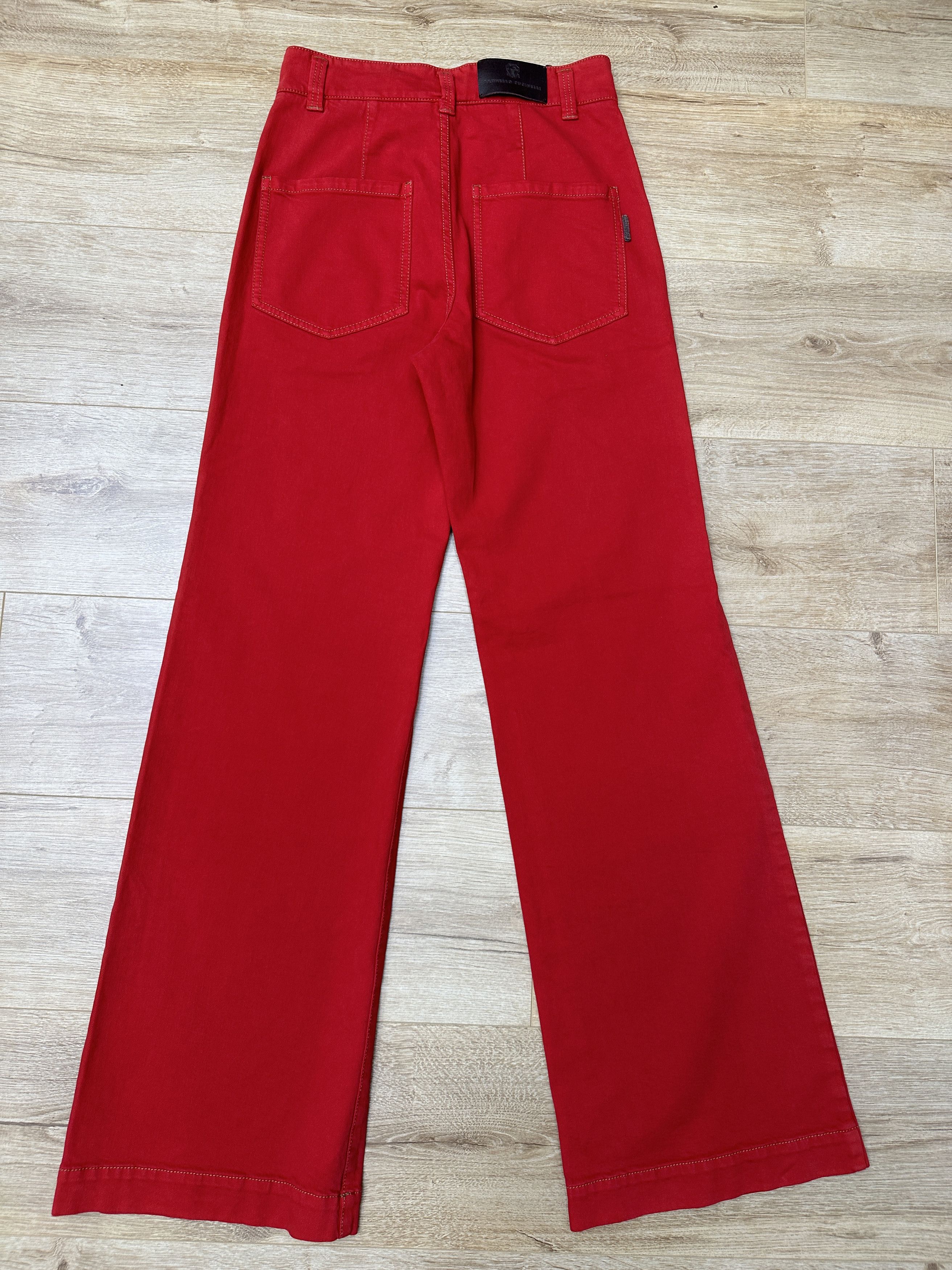 Brunello Cucinelli Brunello Cucinelli Wide Leg Pants Leather Trim IT 40 USA 4 Size 27" / US 4 / IT 40 - 6 Thumbnail