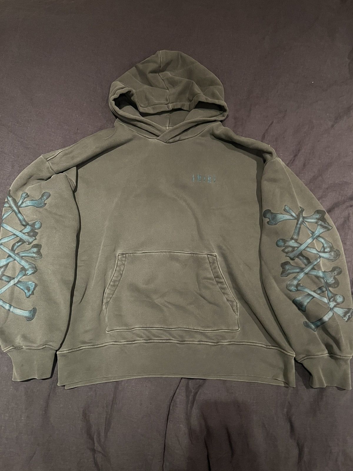 image of Amiri Bones Hoodie - Gray in Grey, Men's (Size XL)