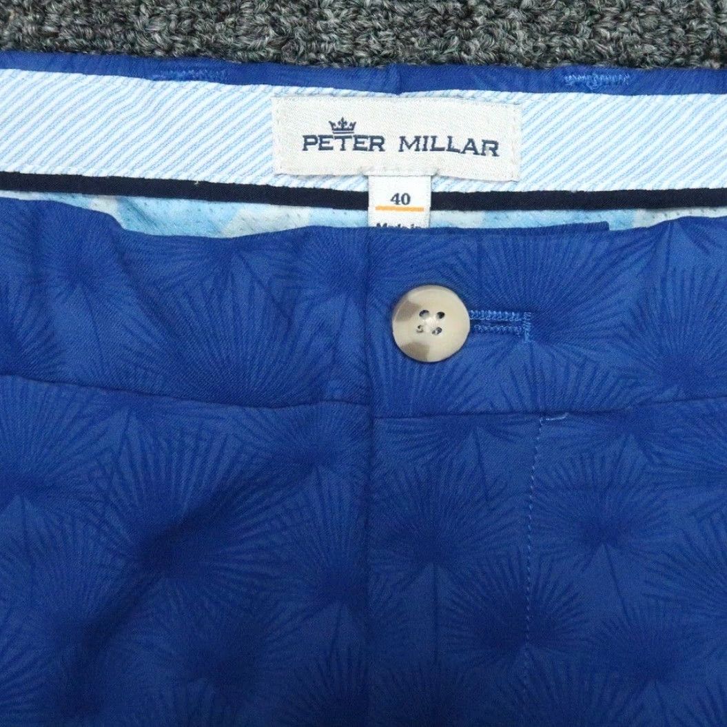 Peter Millar Peter Millar Shorts Mens 40 Blue Carrboro Fan Palm Chino Performance Twill Floral Breathable Lightweight Pockets Size US 40 / EU 56 - 3 Thumbnail