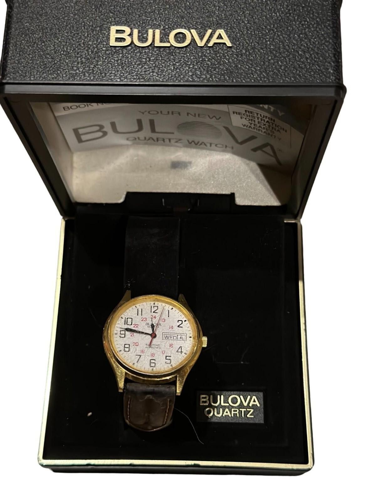 Bulova Classic Men's Black Leather Quartz Watch 97B147