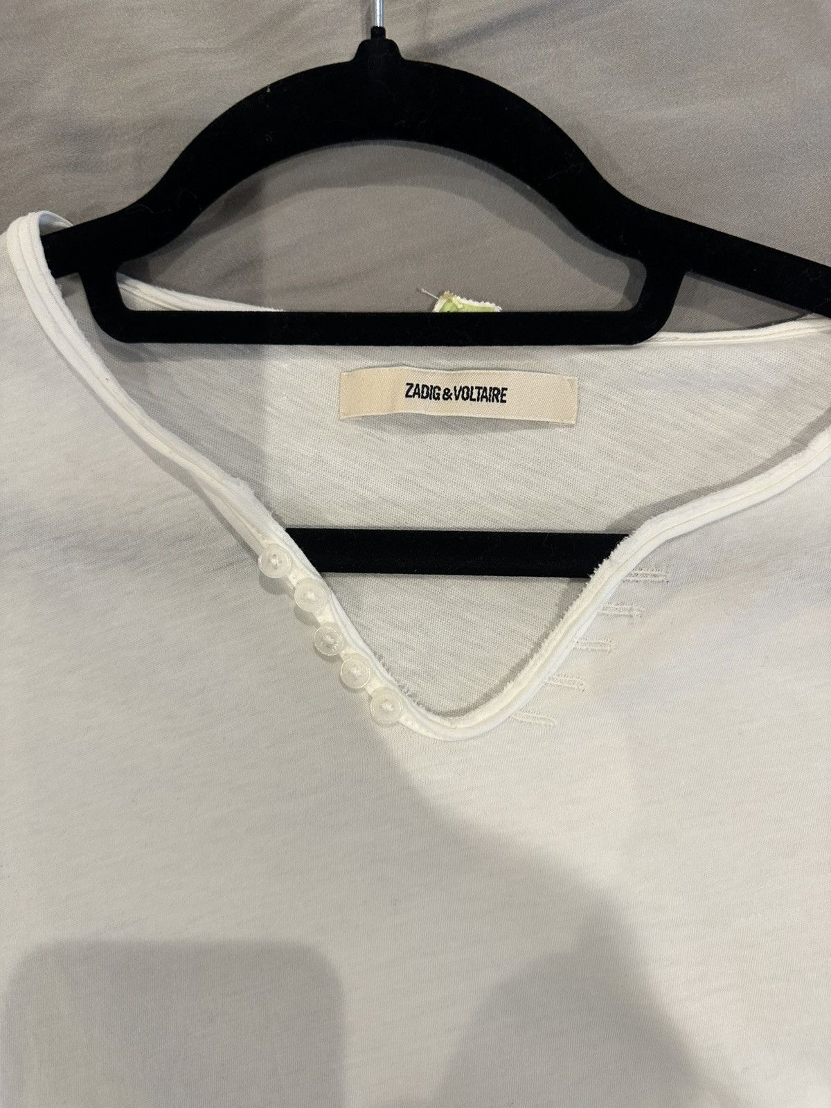 Zadig & Voltaire Zadig & Voltaire Monastir Henley White T-Shirt Size US S / EU 44-46 / 1 - 3 Thumbnail