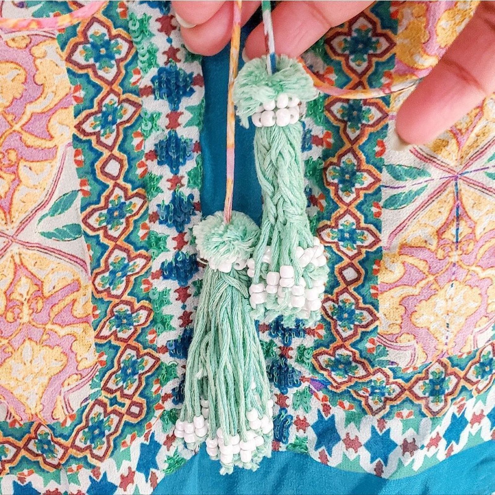 Hemant & Nandita Hemant & Nandita Blue Floral Moana Silk Shift Dress Size S Size S / US 4 / IT 40 - 4 Thumbnail