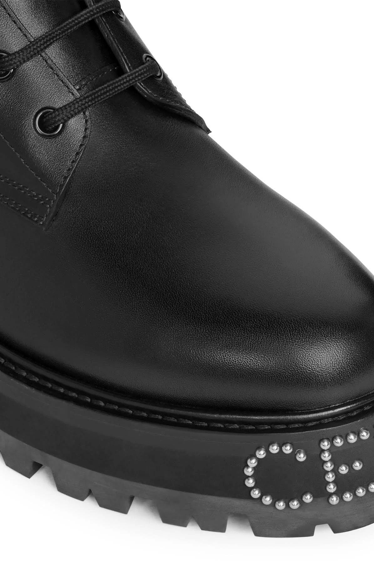 Celine o1bcso1str0824 Lace-Up Boot Studded Outsole Bulky Shiny Bull Size US 4 / IT 34 - 4 Thumbnail