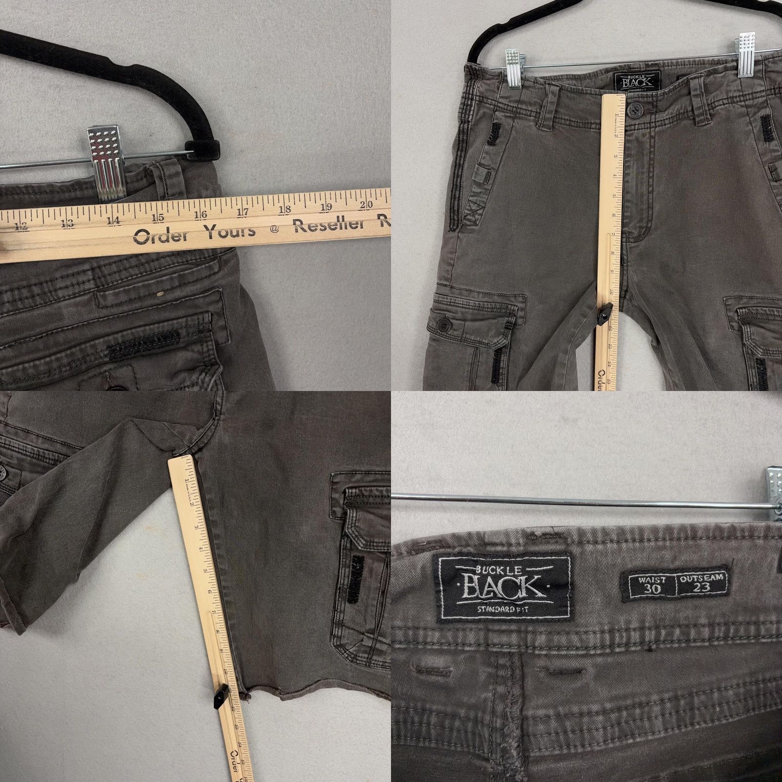 Buckle Black Buckle Black Mens 30 Gray Cargo Shorts Distressed Pockets Grunge Flat Front Zip 11in Inseam Regular Fit Cotton Casual Mens Size US 30 / EU 46 - 8 Thumbnail