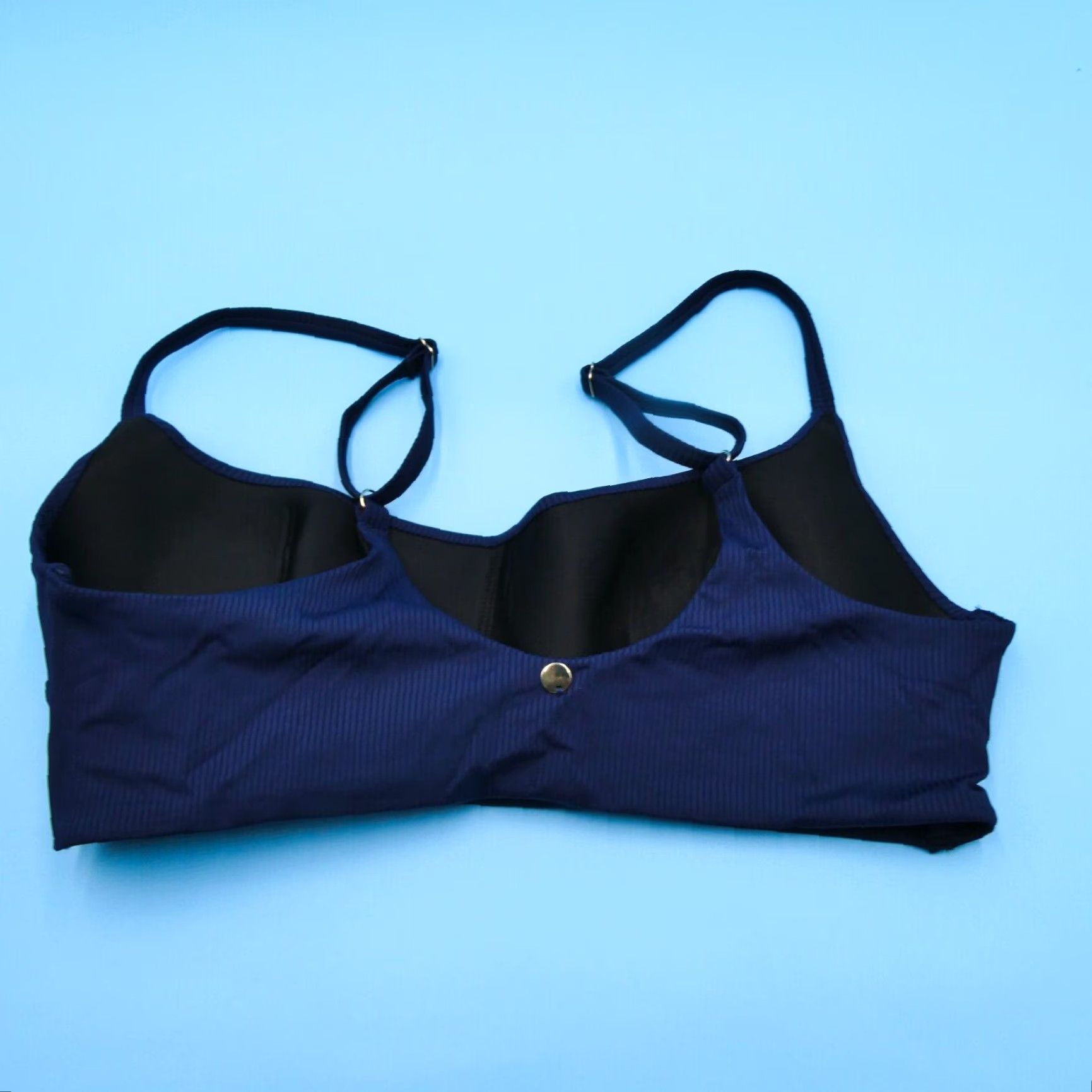 Victoria's Secret Bikini Top Blue M Padded Spaghetti Strap Square Neck Quick Dry Beach Women's Top