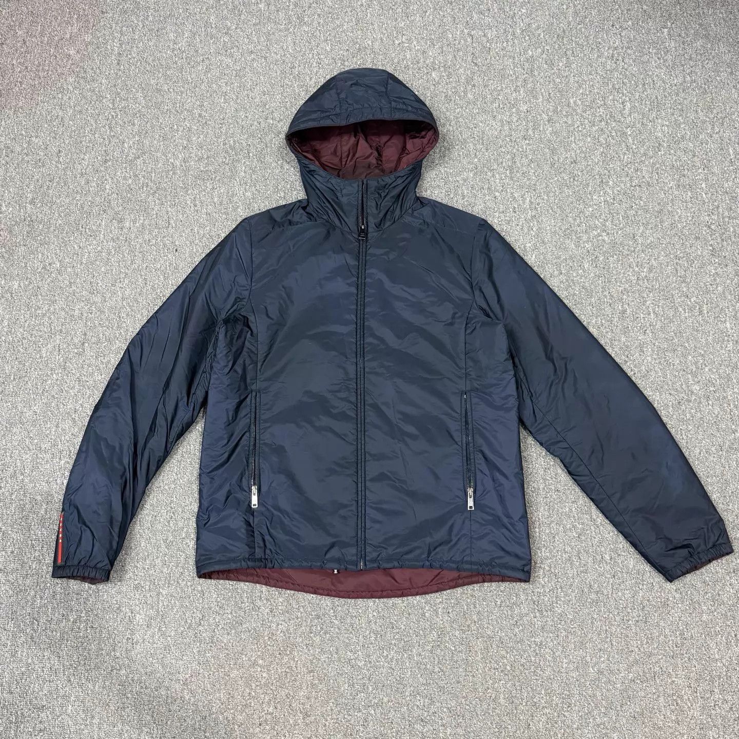 Prada Prada Red & Blue Reversible Logo Hem Cotton Jacket 48 Size US M / EU 48-50 / 2 - 1 Thumbnail
