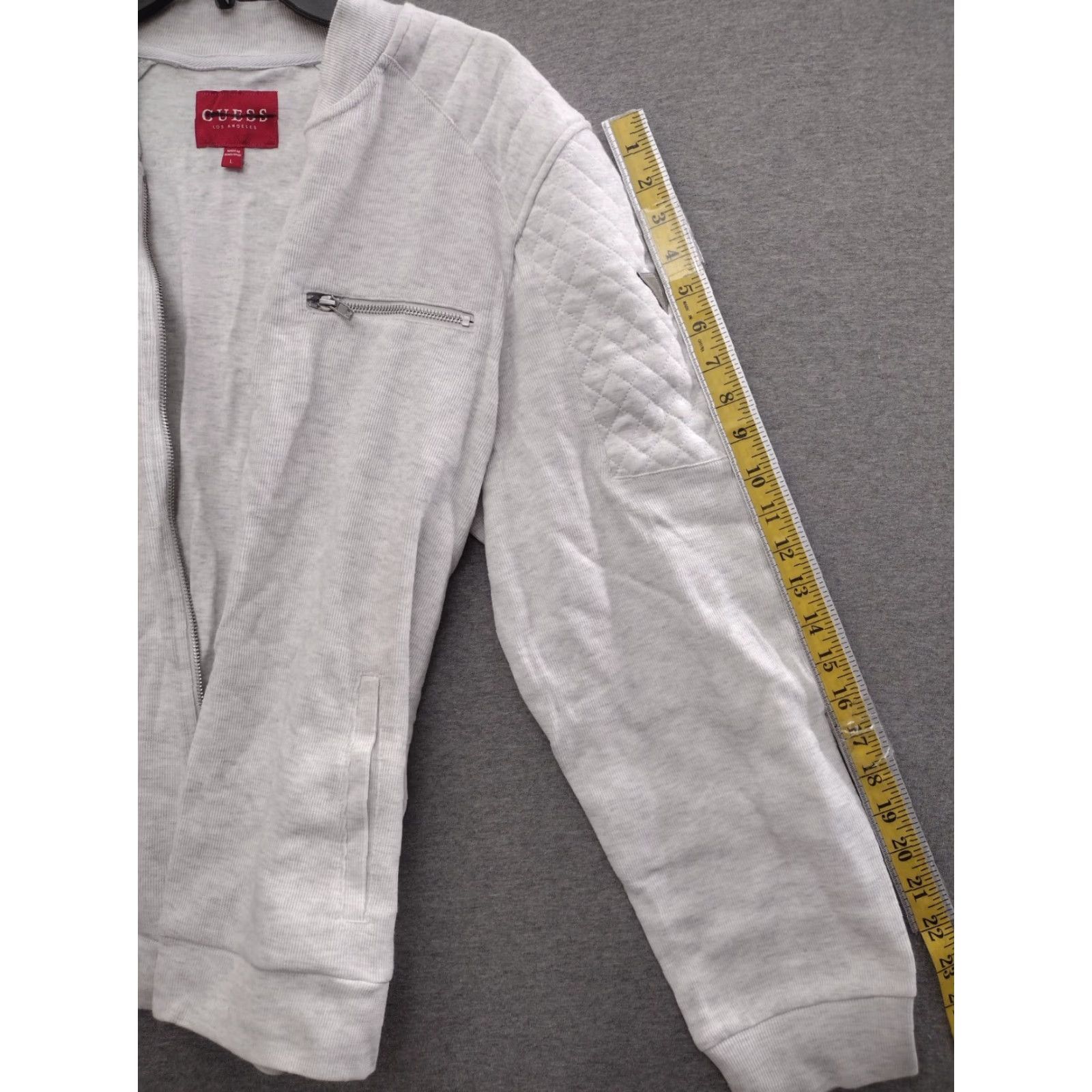 Guess Guess Men's Moto Jacket Color Light Grey Size L With Zipper Pockets Size US L / EU 52-54 / 3 - 7 Thumbnail