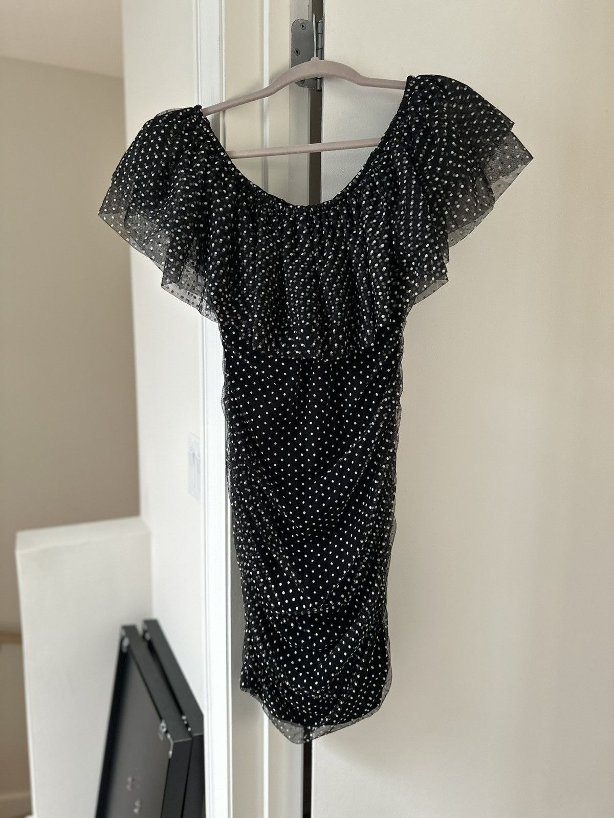 Maje Maje Ruffled Polka Dot Dress In black NWT Size M / US 6-8 / IT 42-44 - 11 Thumbnail