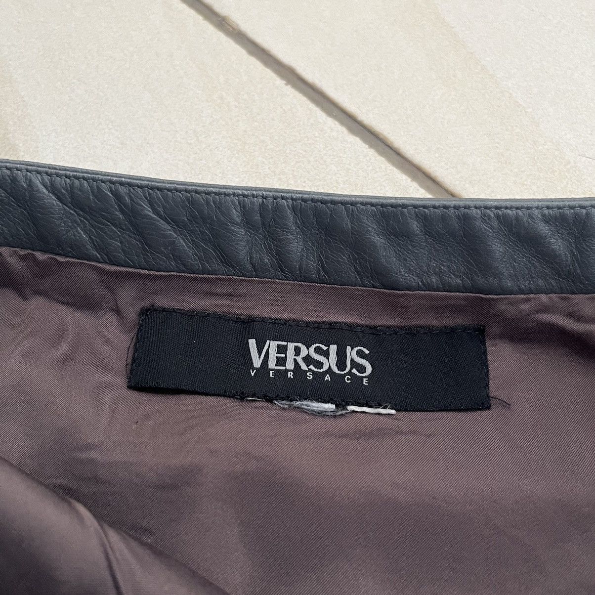 Versace × Versus Versace Versus Versace Slim Fit Leather Linen Skirt Size 28" / US 6 / IT 42 - 6 Thumbnail