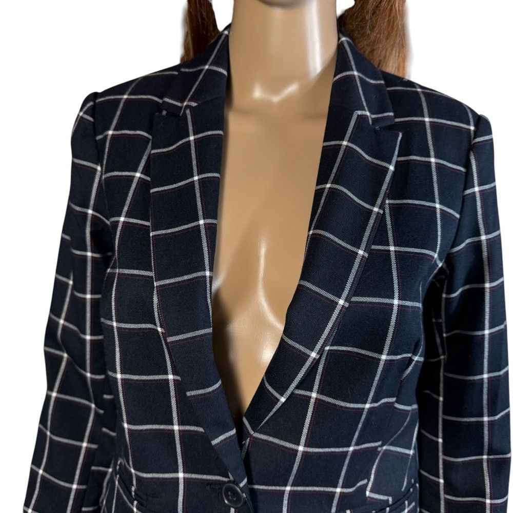 Other NWT New Etam Paris Navy Plaid Blazer Size S Size S / US 4 / IT 40 - 9 Thumbnail