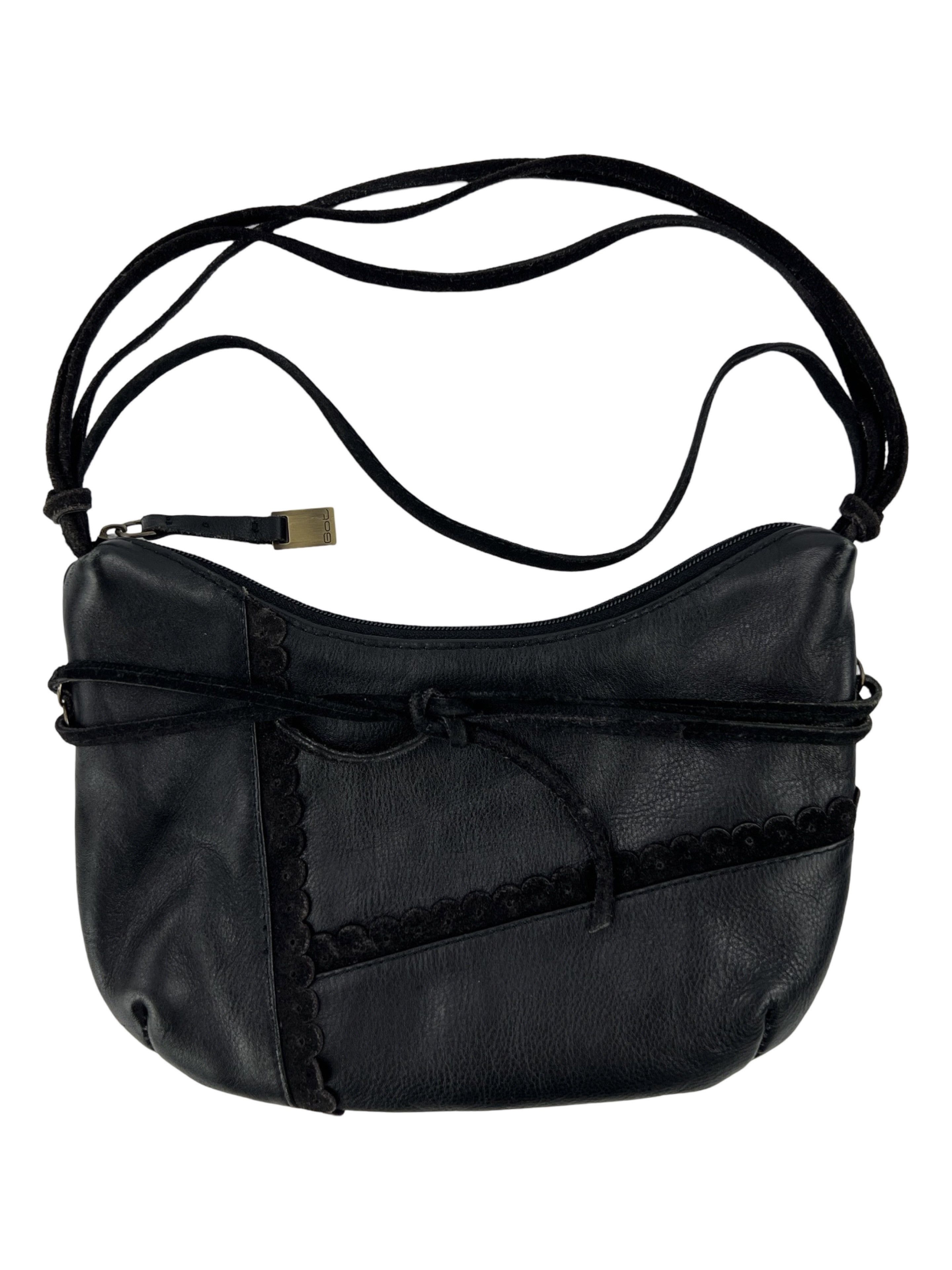 Japanese Brand Y2K Style Black Leather Mini Bag Strap Emo Goth Avant Garde Size ONE SIZE - 1 Thumbnail