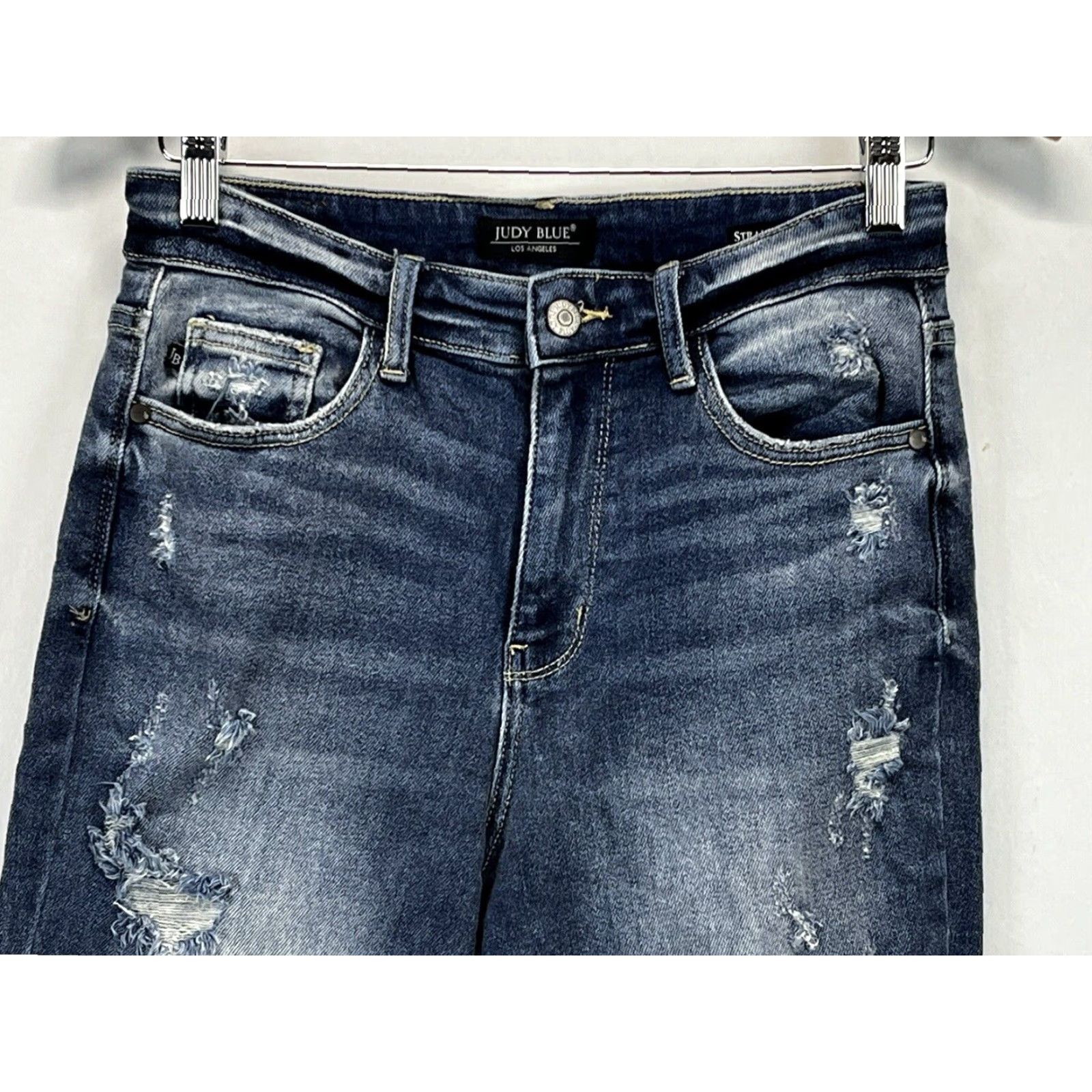 Vintage Judy Blue high rise Released Hem Jeans Sz 5 27 VGUC Distressed Womens Straight Size 27" / US 4 / IT 40 - 2 Thumbnail
