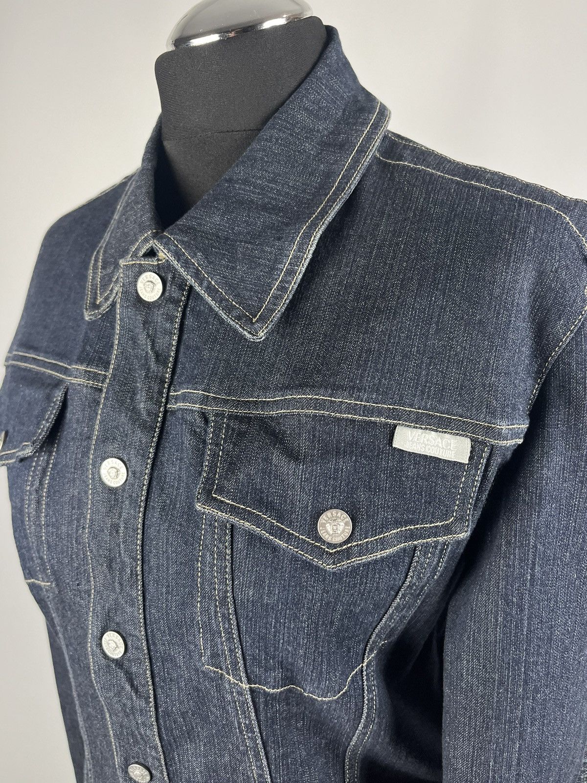 Versace Jeans Couture Versace Jeans Couture Women Blue Denim Jacket Size XL (0620) Size XL / US 12-14 / IT 48-50 - 4 Thumbnail
