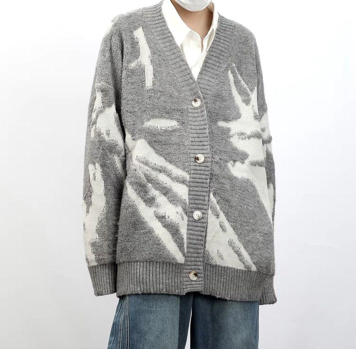 Vintage Gray Oversized Knit Cardigan, Button-Up Sweater Size US L / EU 52-54 / 3 - 1 Thumbnail
