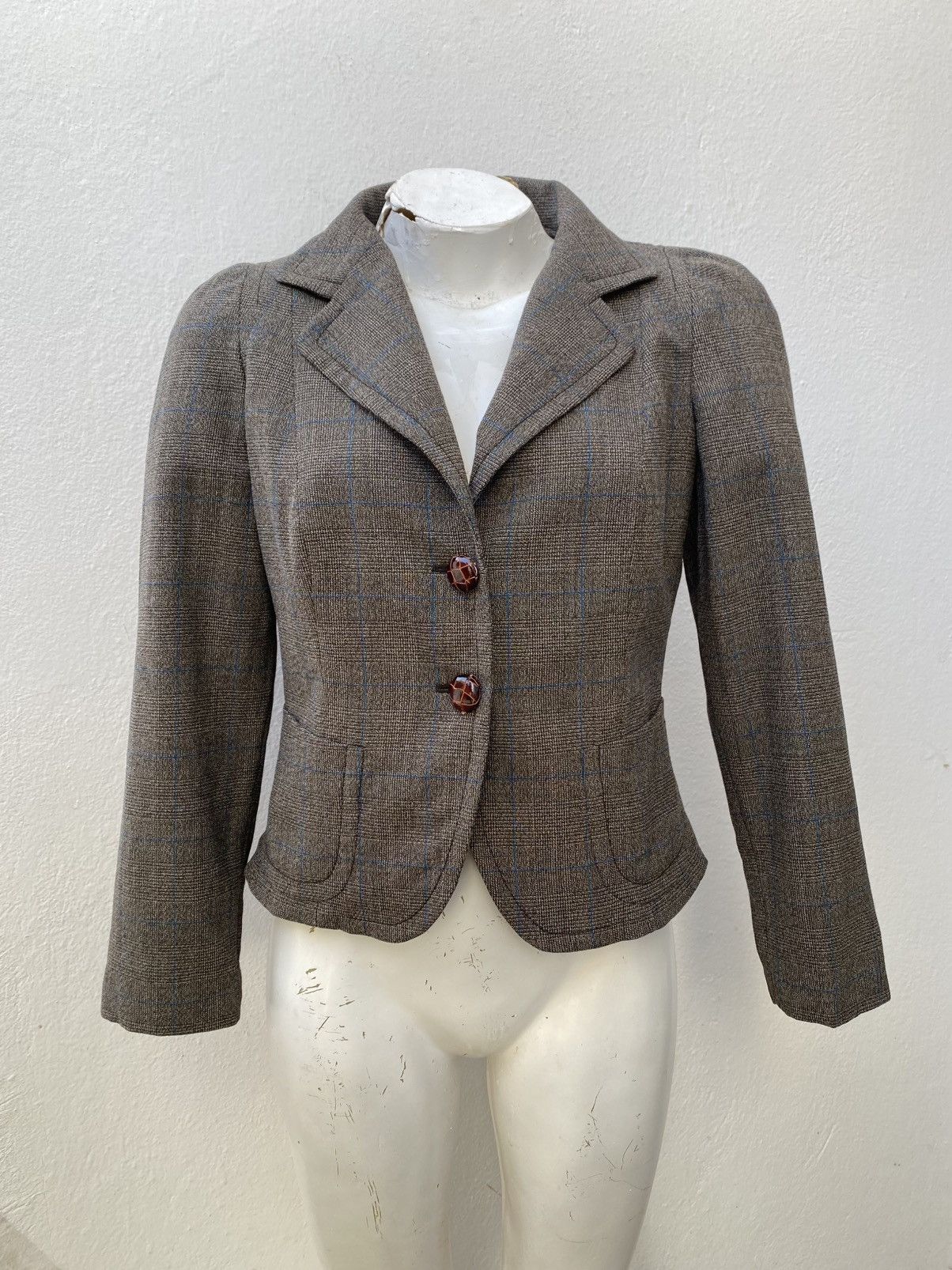 Max Mara Max Mara Blazer Wool Brown Check Jacket Size 42 circa 2010 Size L / US 10 / IT 46 - 1 Thumbnail