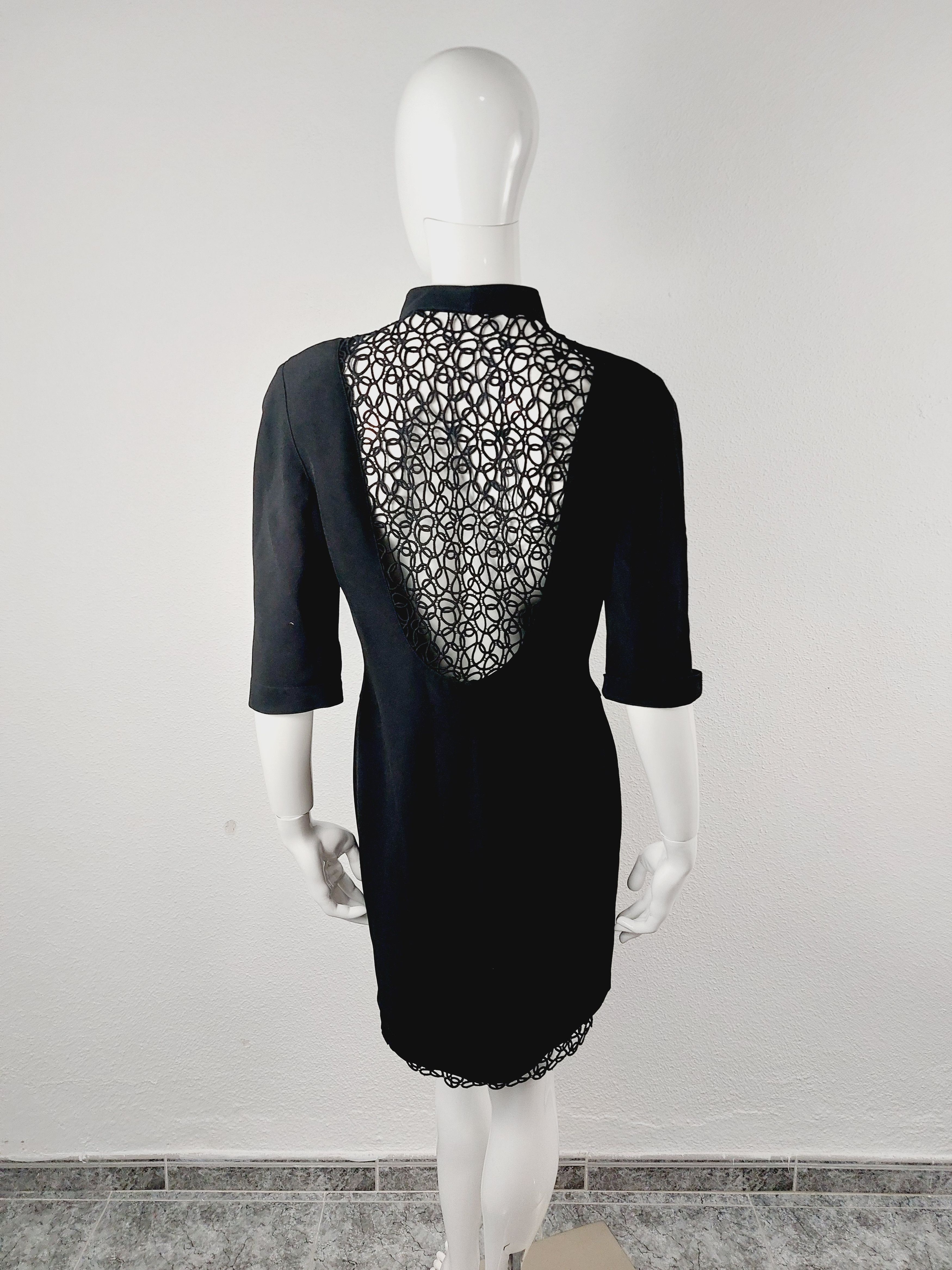 Thierry Mugler Thierry Mugler Archival Black Lace Open Back Cocktail Dress Size S / US 4 / IT 40 - 16 Thumbnail