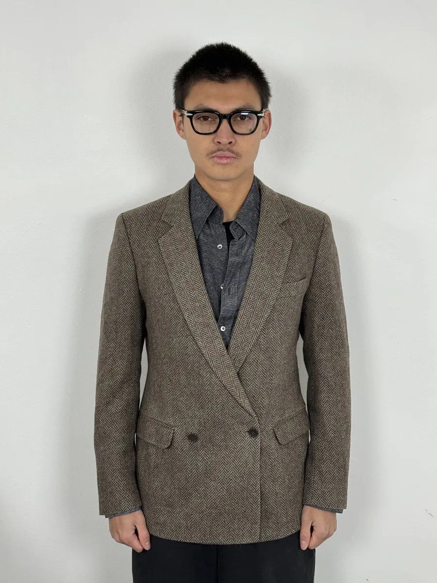 Hermes 1990s Hermès Tweed Brown Blazer Jacket Size US S / EU 44-46 / 1 - 2 Thumbnail