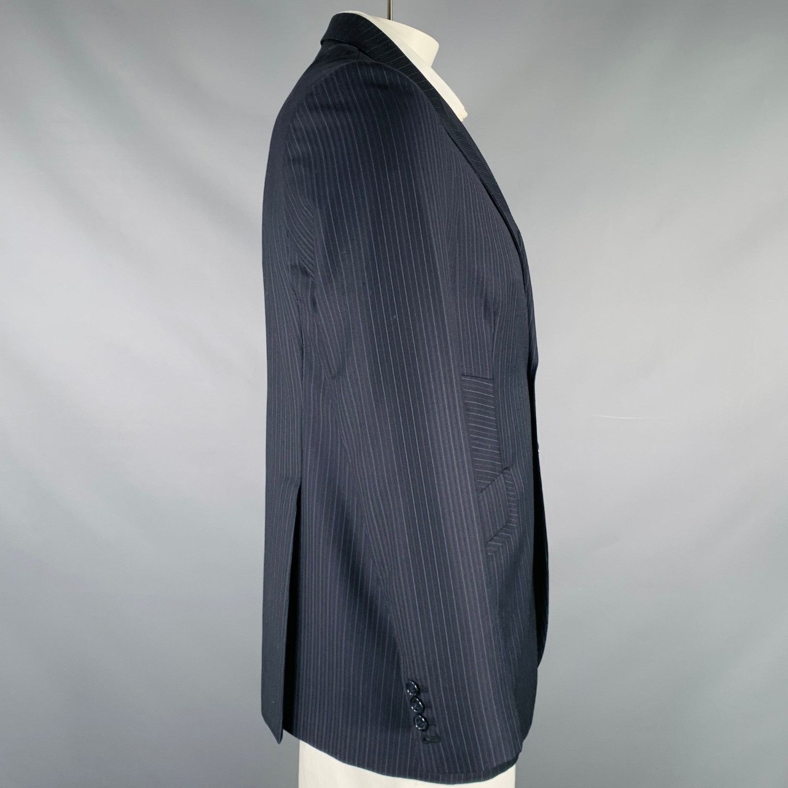 Other AUGUST Size 42 Navy Blue Stripe Single Breasted Sport Coat Size 42R - 3 Thumbnail