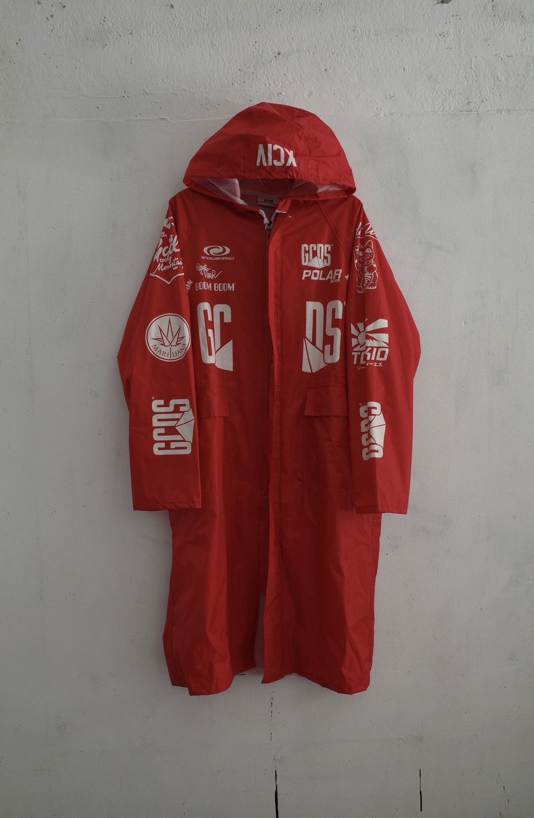 image of Rrp$400 Gcds Hoody Rain Coat Jacket in Red, Men's (Size Small)