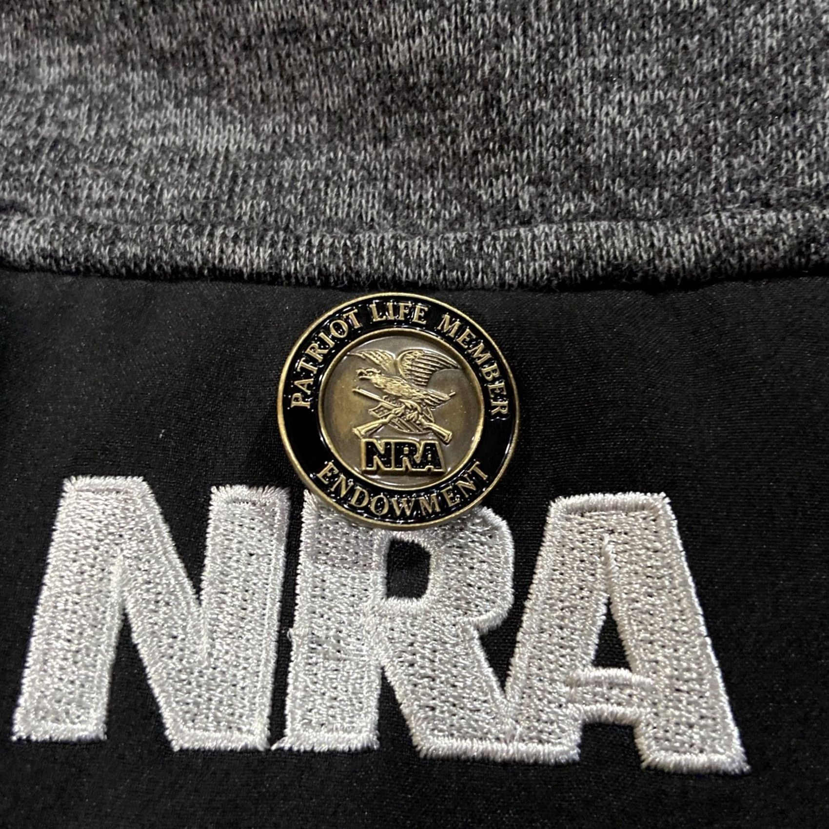 Vintage NRA Members Men's Jacket Softshell Zip Black/Grey L Regular Stand-Up Collar Full Zip Logo Windbreaker 46 Chest Black NRA Size US L / EU 52-54 / 3 - 2 Thumbnail