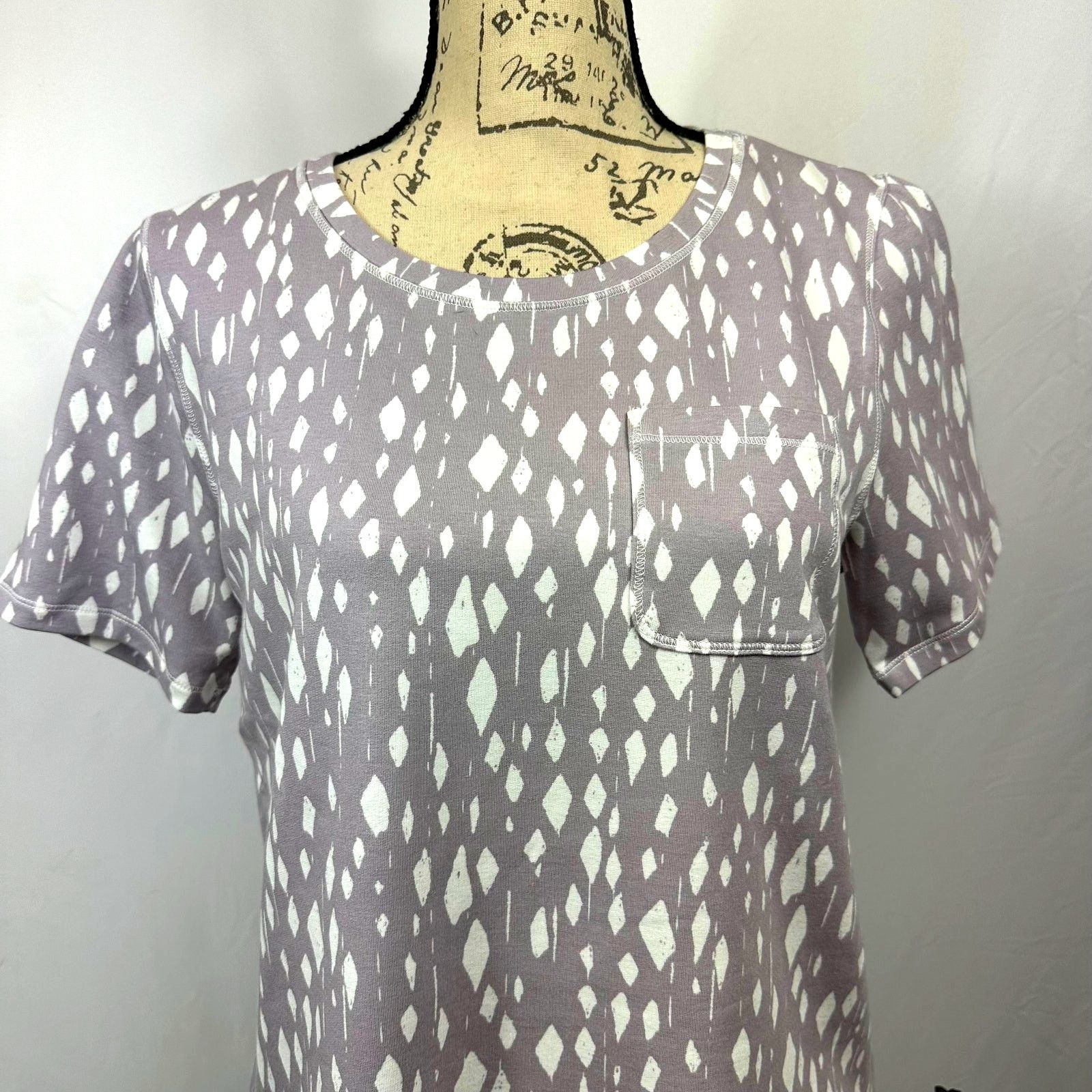 Other Zuda Short Sleeve Geometric Chest Pocket Top Purple/White S Size S / US 4 / IT 40 - 5 Thumbnail